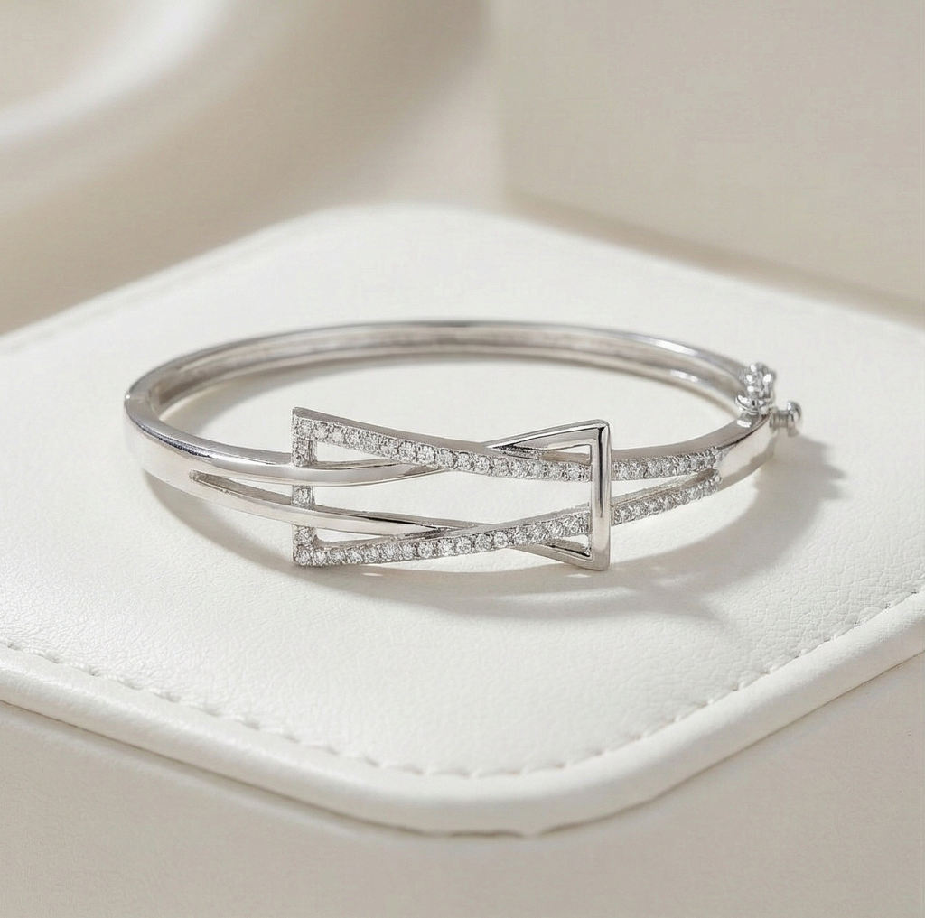Modern Triangle Design Silver Bracelet
