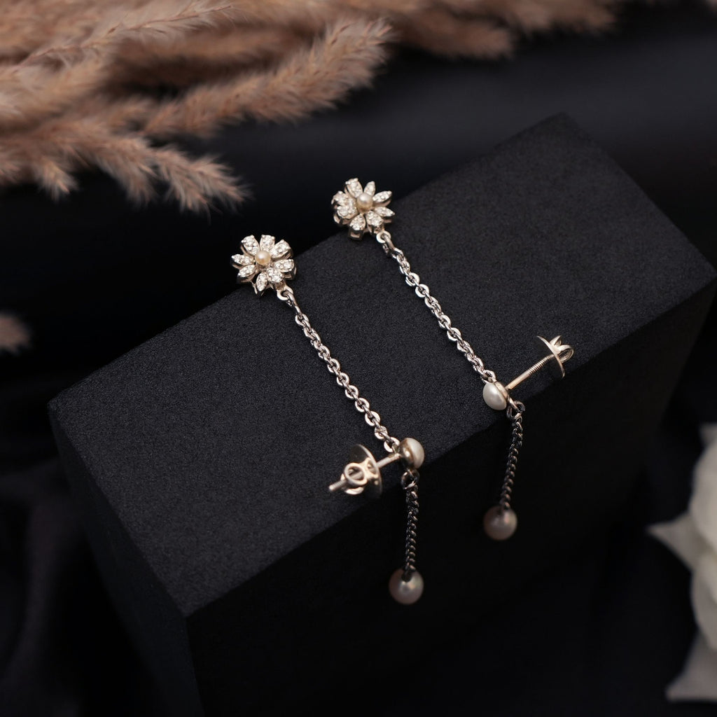 Bloom Pearl Chain Drop Earrings