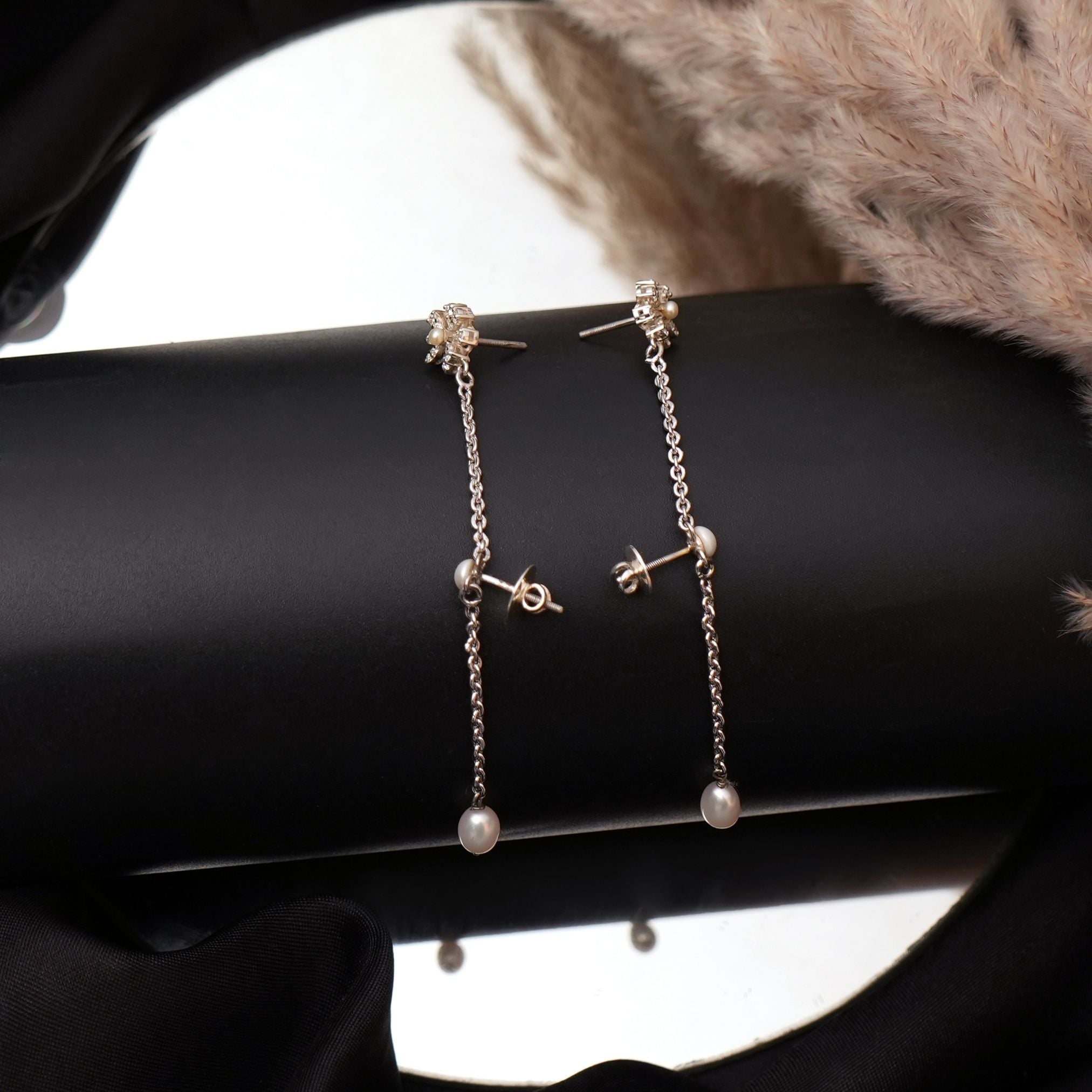 Bloom Pearl Chain Drop Earrings