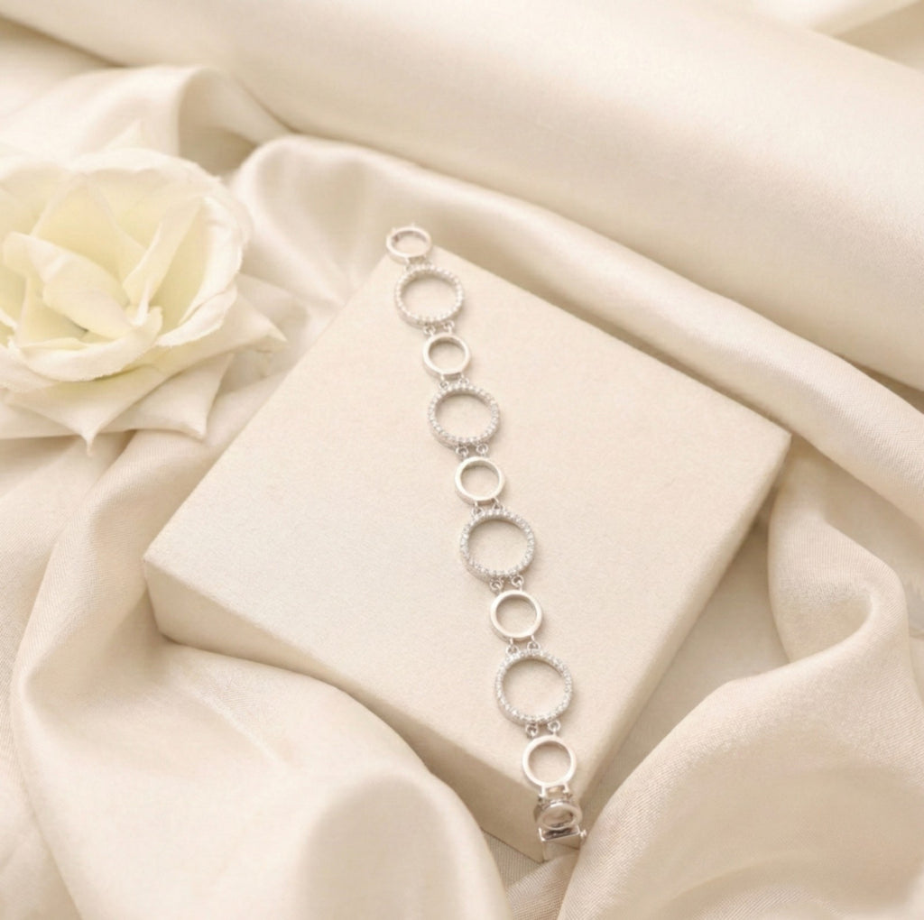 Classic Pavé Circle Silver Bracelet