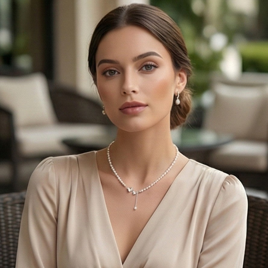 Butterfly Pearl Drop Necklace