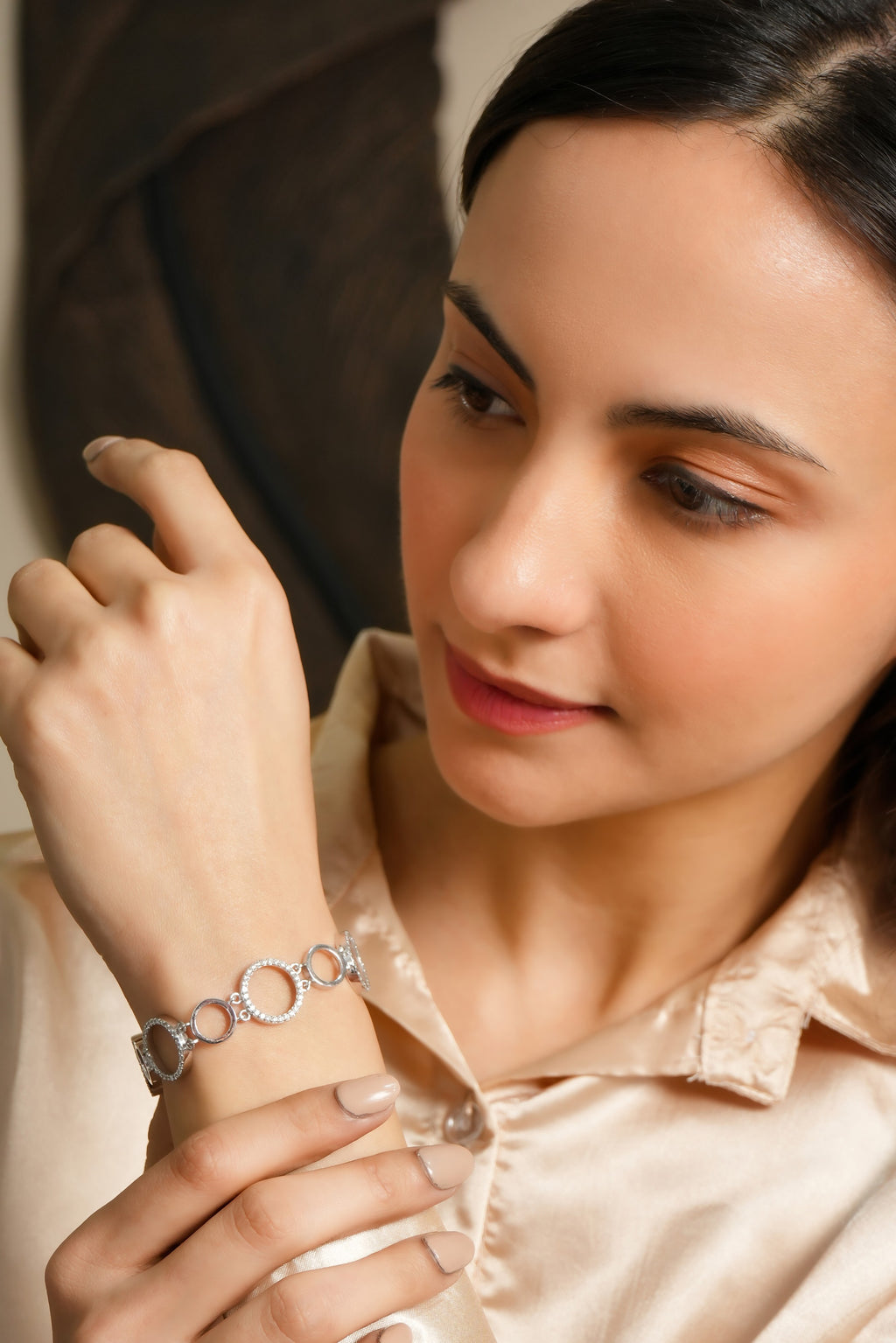 Classic Pavé Circle Silver Bracelet