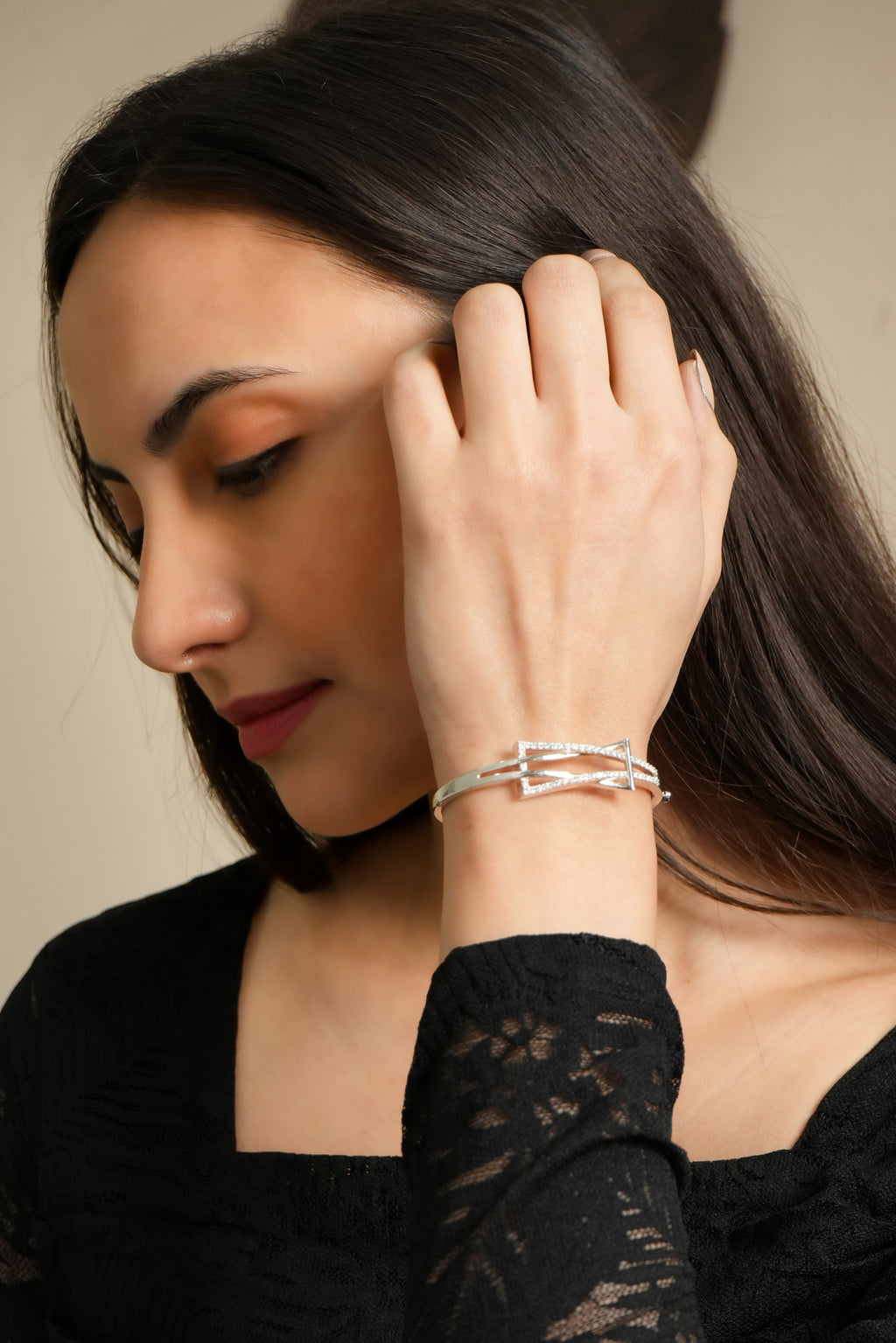 Modern Triangle Design Silver Bracelet