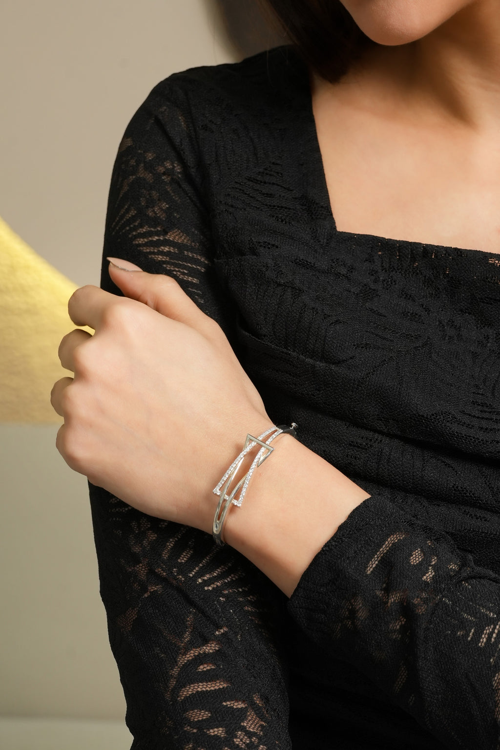 Modern Triangle Design Silver Bracelet