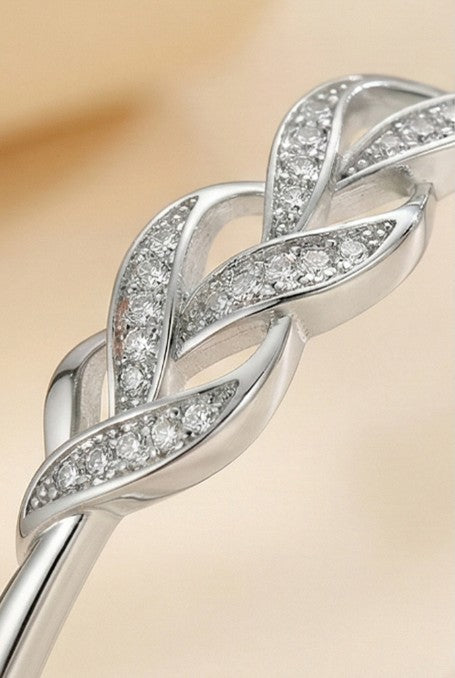 Intertwined Leaf Knot Open Bangle Bracelet