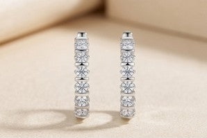 Eterna Sparkle Silver Hoops